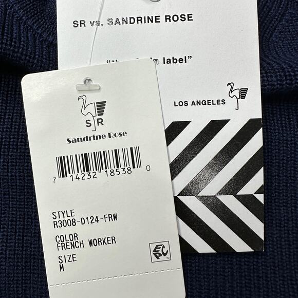 Sandrine Rose French Worker Floral Wool Blend Sweater Blue Women Medium NWT - Picture 11 of 11